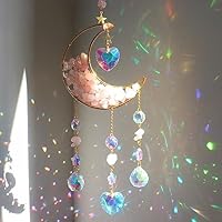 YeahBoom Sonnenfänger Kristall Fenster,Mond Kristall Anhänger Deko,Fensterdeko Hängend,Kristall-Sonnenfänger,Regenbogen Sonnenfänger Kristal,Regenbogen Kristalle Anhänger,Zuhause Gartendeko