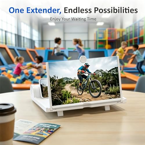 10" Phone Screen Magnifier for All Smartphones 3D HD Portable Screen Amplifier & Projector Enlarger, Foldable Cell Phone Stand, Gifts for Mom Dad for Watching Video & Gaming(White) — view 5