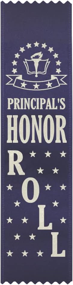 RibbonsNow Principal's Honor Roll Award Ribbons - 500 Navy Blue Bookmark Style Ribbons