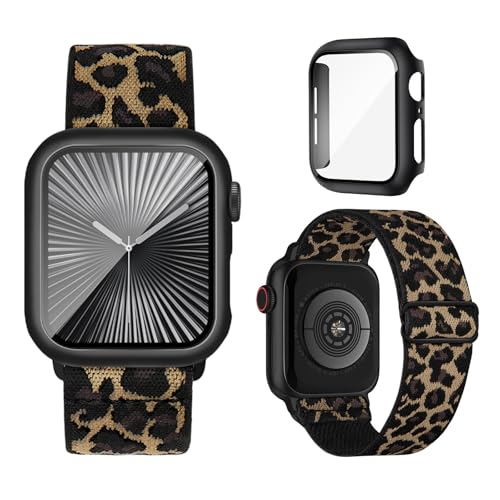 Stretchy Bands Compatible for Apple Watch Band and Case 40mm 44mm 41mm 45mm 42mm 46mm, Nylon Solo Loop Sport Straps Protective Cover with Screen Protector for iWatch Series 11 10 9 8 7 SE 6 5 4 SE3 by Butifacion - Used condition - US$10.53