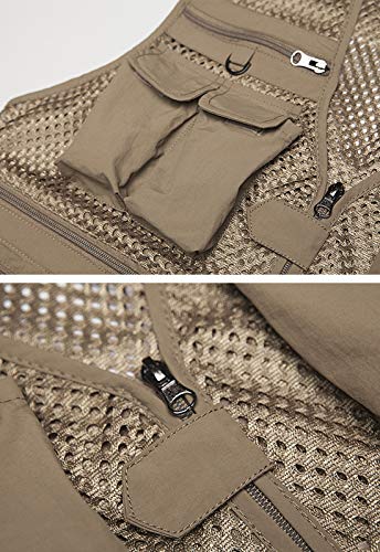 Pehmea Mens Mesh Outdoor Work Safari Fishing Travel Photo Cargo Vest Multi Pockets Breathable Waistcoat Jacket (Black, Large) #TOP5