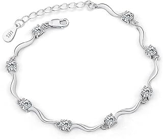 Twinkle Armband aus 925er-Sterlingsilber mit ineinandergreifenden Herzen und glänzenden weißen Zirkonia für Damen und Mädchen