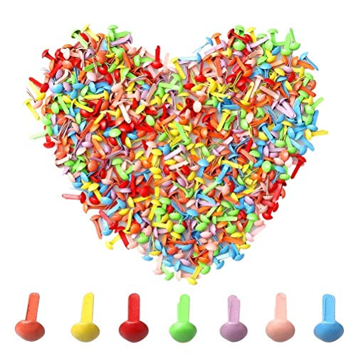 Color Scissor 500 Pieces Mini Brads, Round Metal Assorted Colors Brad Paper Fasteners Brads for DIY Scrapbooking Crafts, Color Random