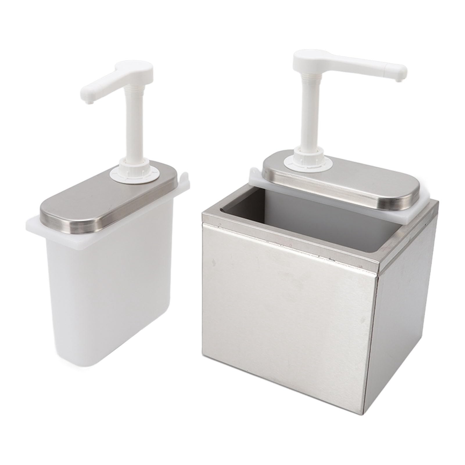 Chrees Bomba de acero inoxidable, estación de especias de plástico con capacidad de aplastamiento de 30 ml para casa de cocina, bomba dispensadora de para ketchup, mostaza y más (bomba doble de