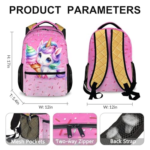 Unicorn Backpack for Girls, Backpacks for Kids Preschool Kindergarten Primary, Pink Unicorn Gifts for 4-6, 17 Inch Lightweight Bookbag for School Travel3