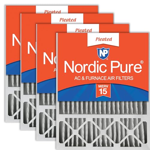 Image of Nordic Pure 20x25x5 Pleated MERV 15 Air Filters 4 Pack | Actual Size: 19 3 /4 x 24 3 /4 x 4 3 /8 Lennox Replacement Fits X6673 X6675 Made in USA, Pro Strength Filtration