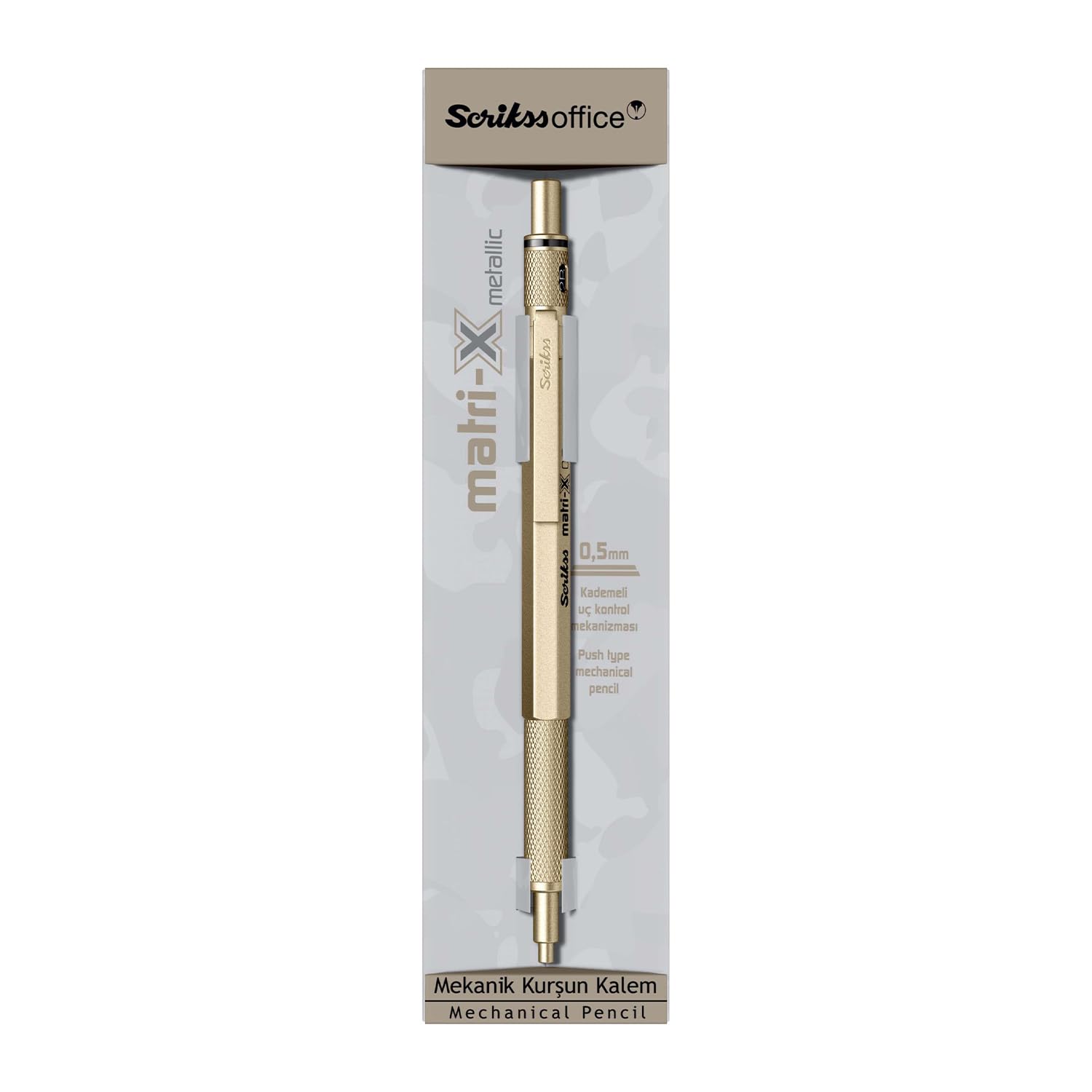 Scrikss Office Matri-X Versatil 0.5 Mm Metalik Altın Şeffaf Amb.