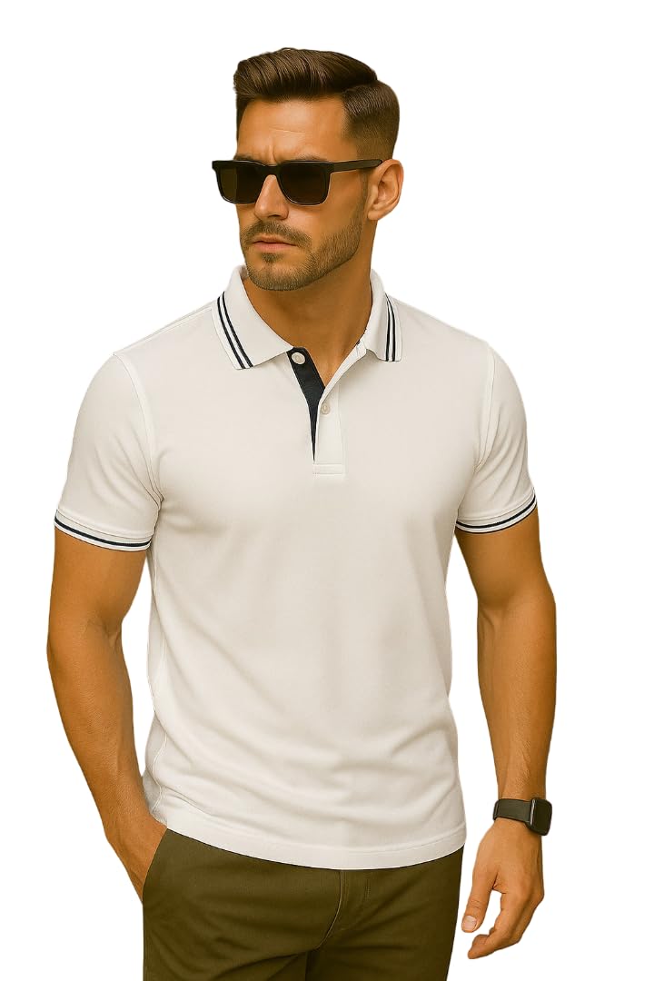 dagcros Men’s Polo T-Shirt with White Tipping – Stylish Slim Fit-picture-45