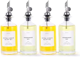 Molimoli Olive Oil Dispenser Bottle for Kitchen, Oil Dispenser w. Weighted Pourer, Glass Bottle Dispenser for Kitchen, Olive Oil Cruet, Glass Olive Oil Bottle | 350ml, Set of 4