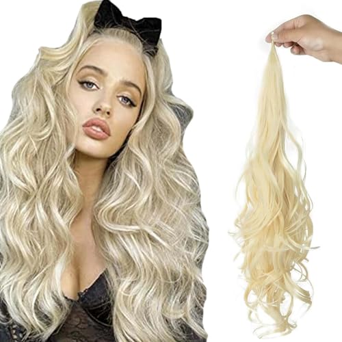 WUODHTW Ponytail Extension Flexible Wrap Around Hair Piece - Long Wavy Curly Hair Extensions for Women