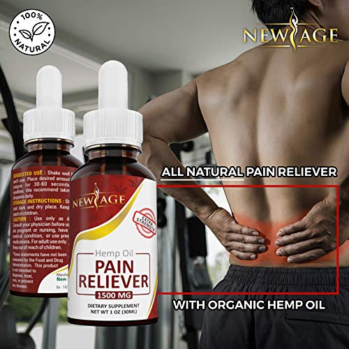 2 Pack Hemp Oil Pain Reliever, 1500mg of Organic Hemp, Pain Relief, Extra Strength, Grown & Made in The USA by New Age