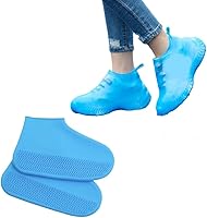 Vista 9 de 1 par de fundas reutilizables para zapatos, impermeables, antideslizantes, de silicona, resistentes al desgaste, botas de lluvia para botas al aire
