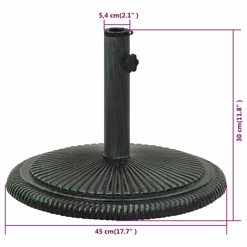 Supporto per ombrellone verde in ghisa, 45 x 30 cm, adattatore 35, 38, 48 mm, per ombrellone sospeso, per giardino, balcone, terrazza, stabilità