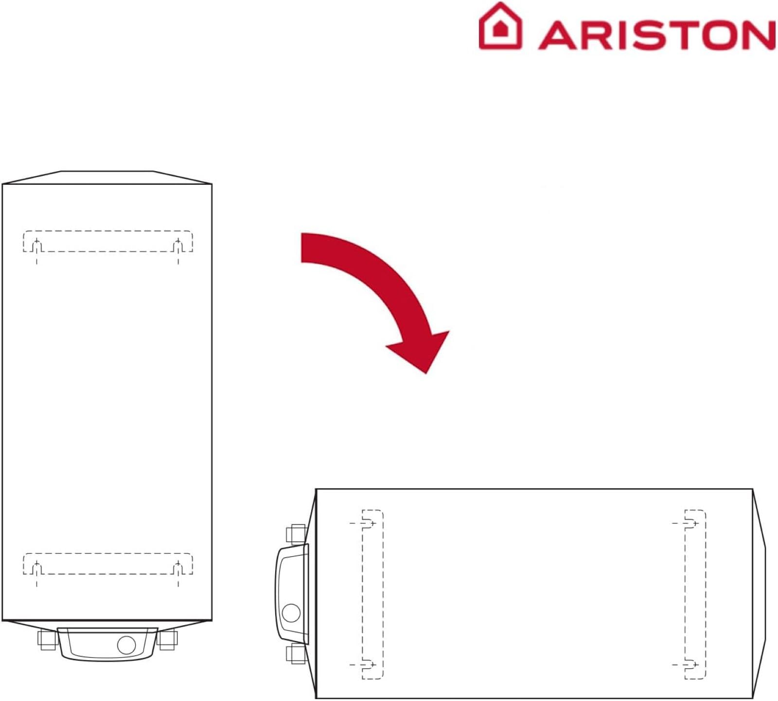 Ariston, Fleck Bon - Termo Eléctrico 50 Litros, Calentador de Agua Eléctrico Horizontal/Vertical Seguro y Eficiente 35.3x38x85.5cm, Calentadores para Instalación en España - Eficiencia B, Rango (A+/F)