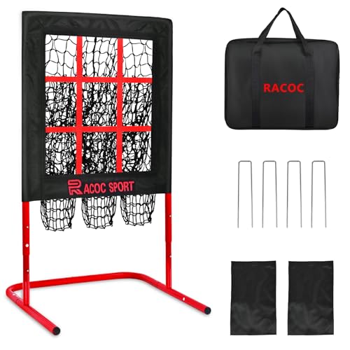 9 Hole Pitching Net with Strike Zone, Adjustable Baseball Pitching Target, Heavy Duty Softball Net...