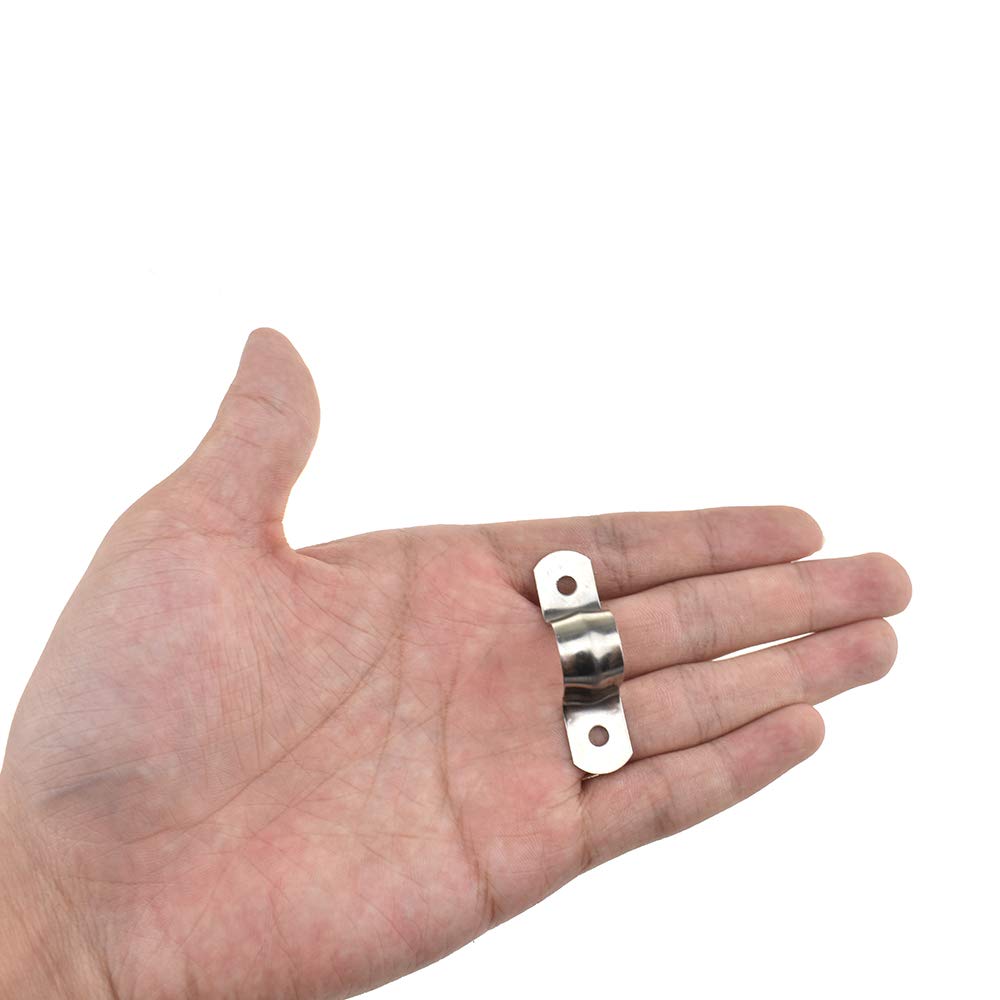 Hahiyo Two Holes Pipe Tube U Bracket Clamps 14MM Heavy Duty No Rust Shiny Strong Resist Wind No Sharp Rigid Strap Clip Conduit Ring 304 Stainless