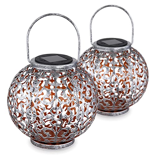 Solarlampe für Außen Stehend Hängend Kugel 2er Set – Solarleuchte...
