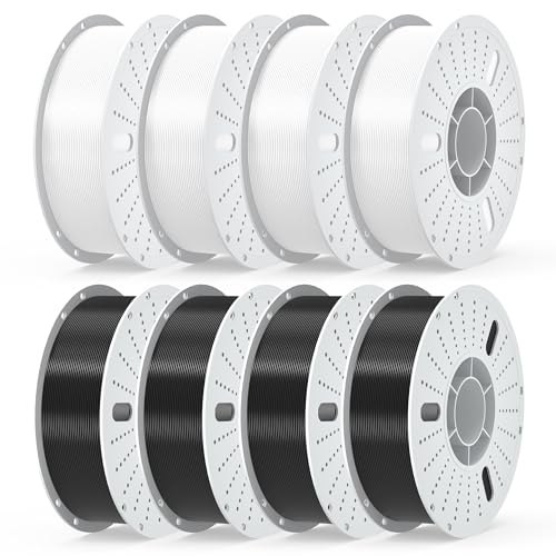 Image of PINBALL PLA+ 3D Printer Filament 1.75mm, Black & White 3D Printing Filament, PLA Plus Filament Dimensional Accuracy + /- 0.02mm, Suitable for Most FDM 3D Printers, 8 KG 4 White+4 Black