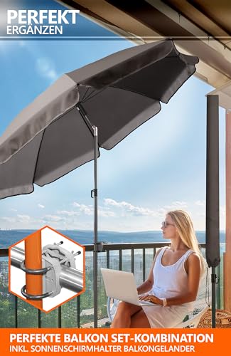 4smile Sonnenschirm Strand rund, Taupe - Strandschirm Ø 180 cm, Strandschirm windfest stabil als praktischer Sonnenschutz Strand, Sonnenschirm mit Schutzhülle – Bild 6