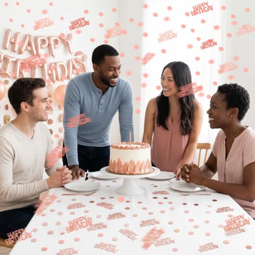 Image of MARFOREVER Rose Gold Happy Birthday Confetti for Table Decorations