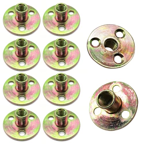 Xkzhrr 10 Piezas M8 Tuerca de Brida, Tuerca de Rosca Hembra de Acero Carbono Galvanizado, Herrajes para Muebles,para Muebles de Madera Dura y Blanda para Fijación de Muebles de Conexión (M8)