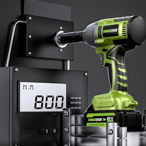 Image of Robustrue Cordless Impact Wrench, 590Ft-lbs (800N.m) Brushless 1 /2 inch, 2500RPM Max Torque Impact Gun, 2x 4.0Ah Battery, Charger, 4 Sockets, Electric Impact Wrench for Car Truck RV