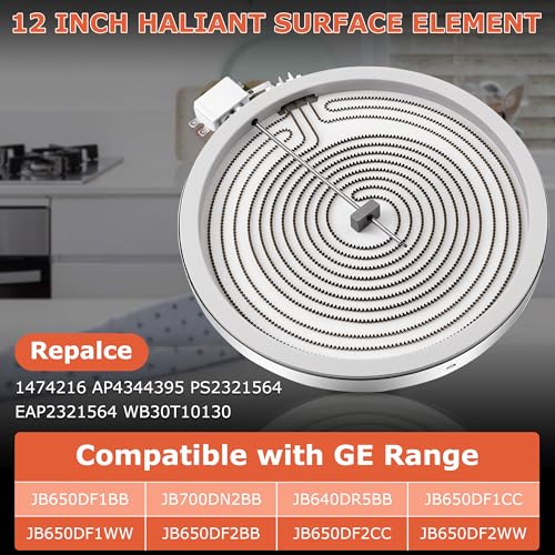 Upgraded WB30T10130 12-Inch Stove Burner fit for for GE Stoves Parts Efficient Heating Solution 204V 1800W 2700W