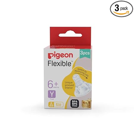 Pigeon Peristaltic Nipple Y Cut,For 6+ Month Babies,BPS Free,BPA Free,Pack of 3