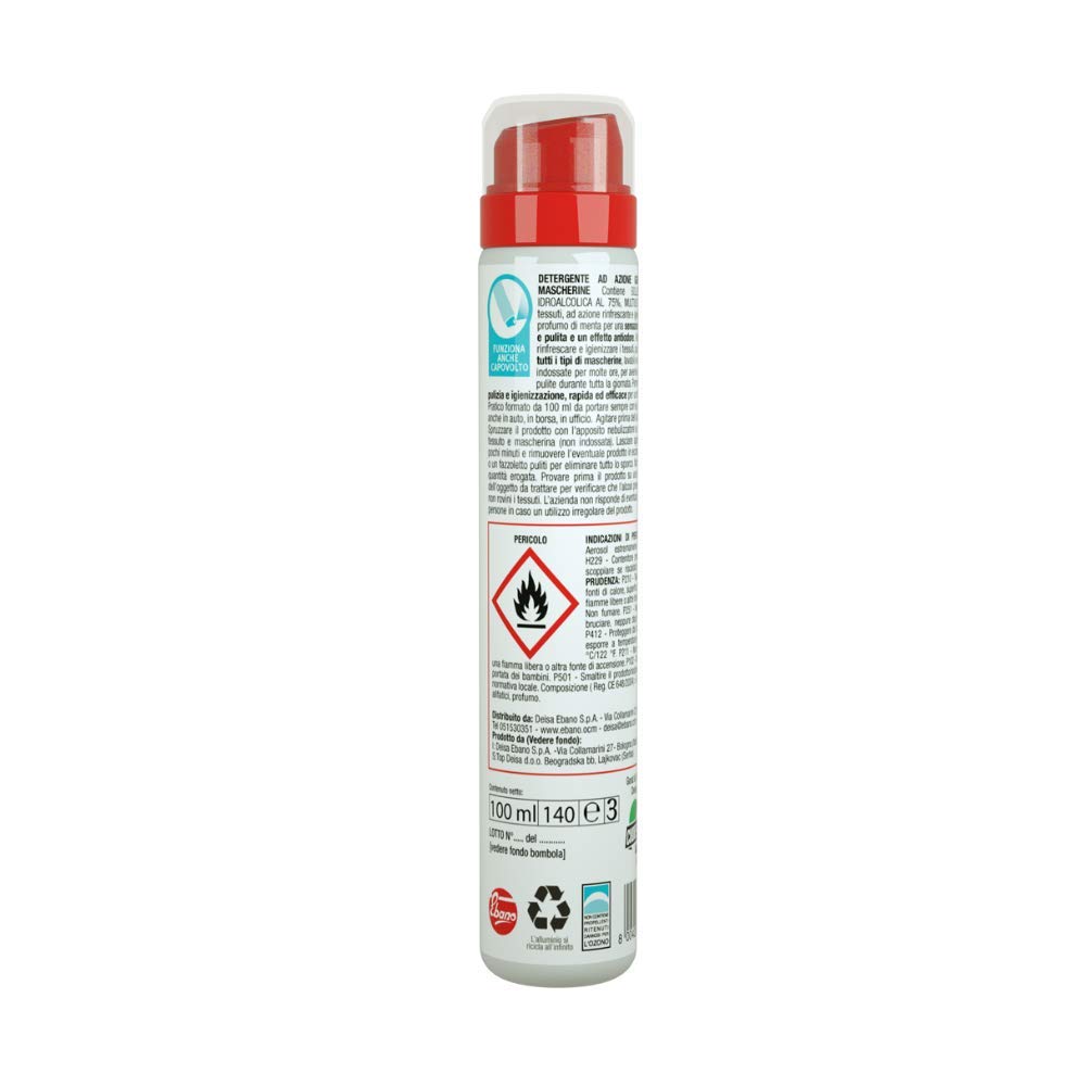 Good & San Mask, Spray Igienizzante Rinfrescante Mascherine, Disinfettante per Mascherina, Contiene Alcool al 75%, Azzurro, al Profumo di Menta, 100 ml