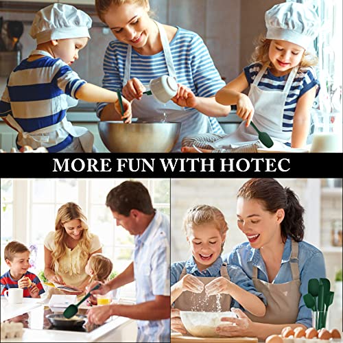 Image of HOTEC 600℉ Heat Resistant BPA-Free Silicone Rubber Spatula Set,Kitchen Cooking Spatulas, Baking, Mixing for Non Stick Cookware, Dishwasher Safe, Dark Green Set of 5