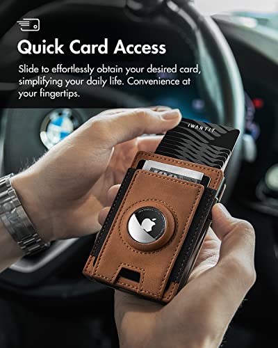 iwantit Slim AirTag Wallet for Men, Minimalist Mens Wallet with Elastic Strap Pocket, Credit Card Holder, RFID Blocking, Apple Air Tag Wallet, Pop Up Smart Bifold Wallet for 10+ Cards | ID Window4