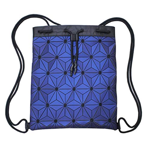 Jcnfa- Leuchtende reflektierende Kordeltaschen, Laser Bunte geometrische Raute Tasche, Karierter Rucksack, for Frauen Männer , 5 Farben (Color : Matte Blue) Cover