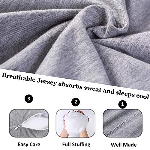 Image of 1 MIDDLE ONE Pregnancy Pillow, C Shaped Full Body Pillow for Maternity Support, Pregnant Women Sleeping Pillow with Jersey Cover (Light Grey)