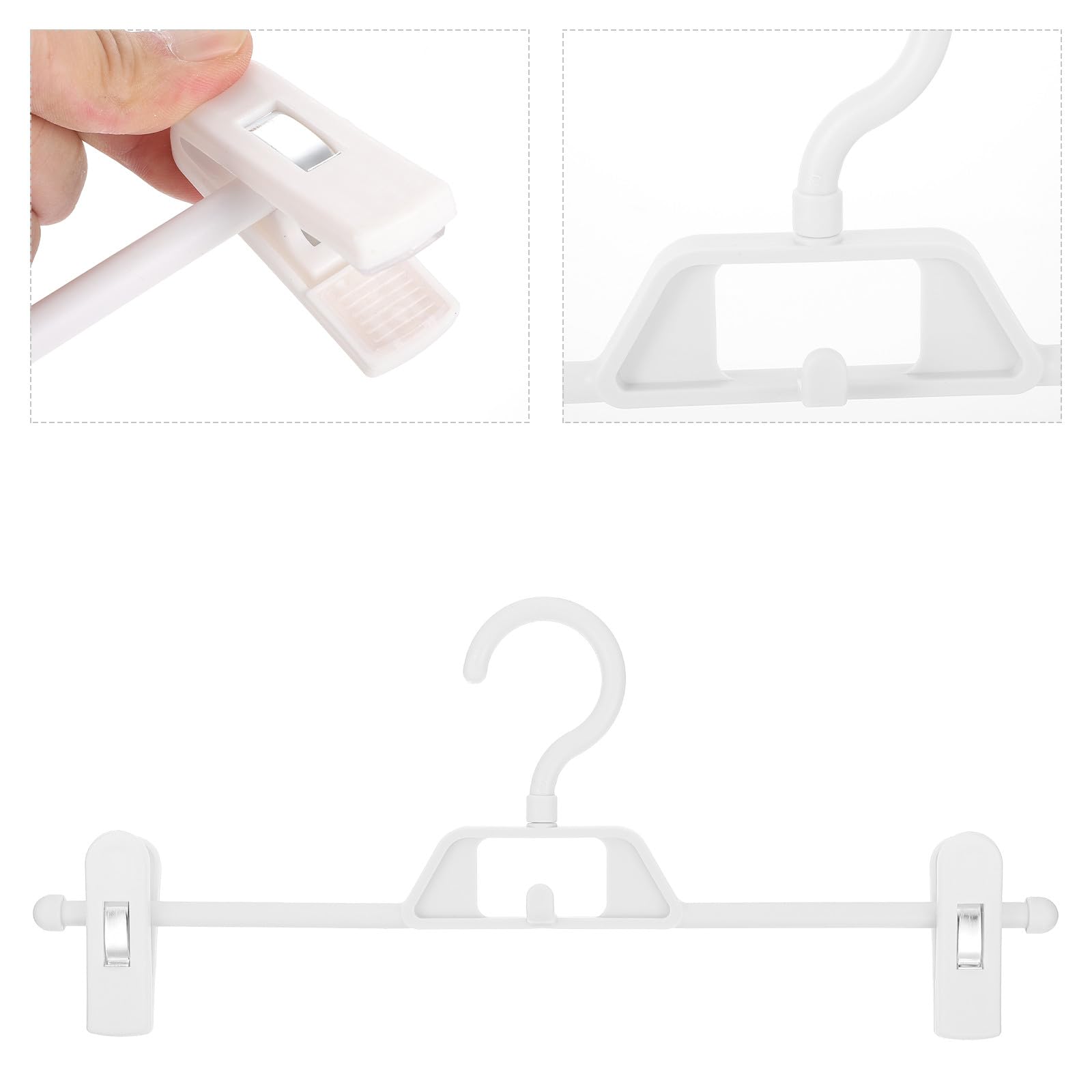 VALICLUD Set 10 Grucce Pantaloni in Plastica Bianco Clip Antiscivolo, Forza di Bloccaggio Potente, per Casa e Asciugatura Abiti