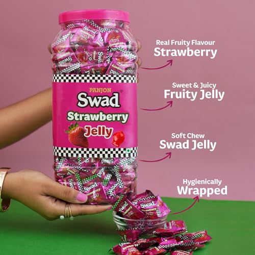 Image of Jelly Candy, Soft & Chewy Assorted Sweets, 640g Jar (Strawberry)