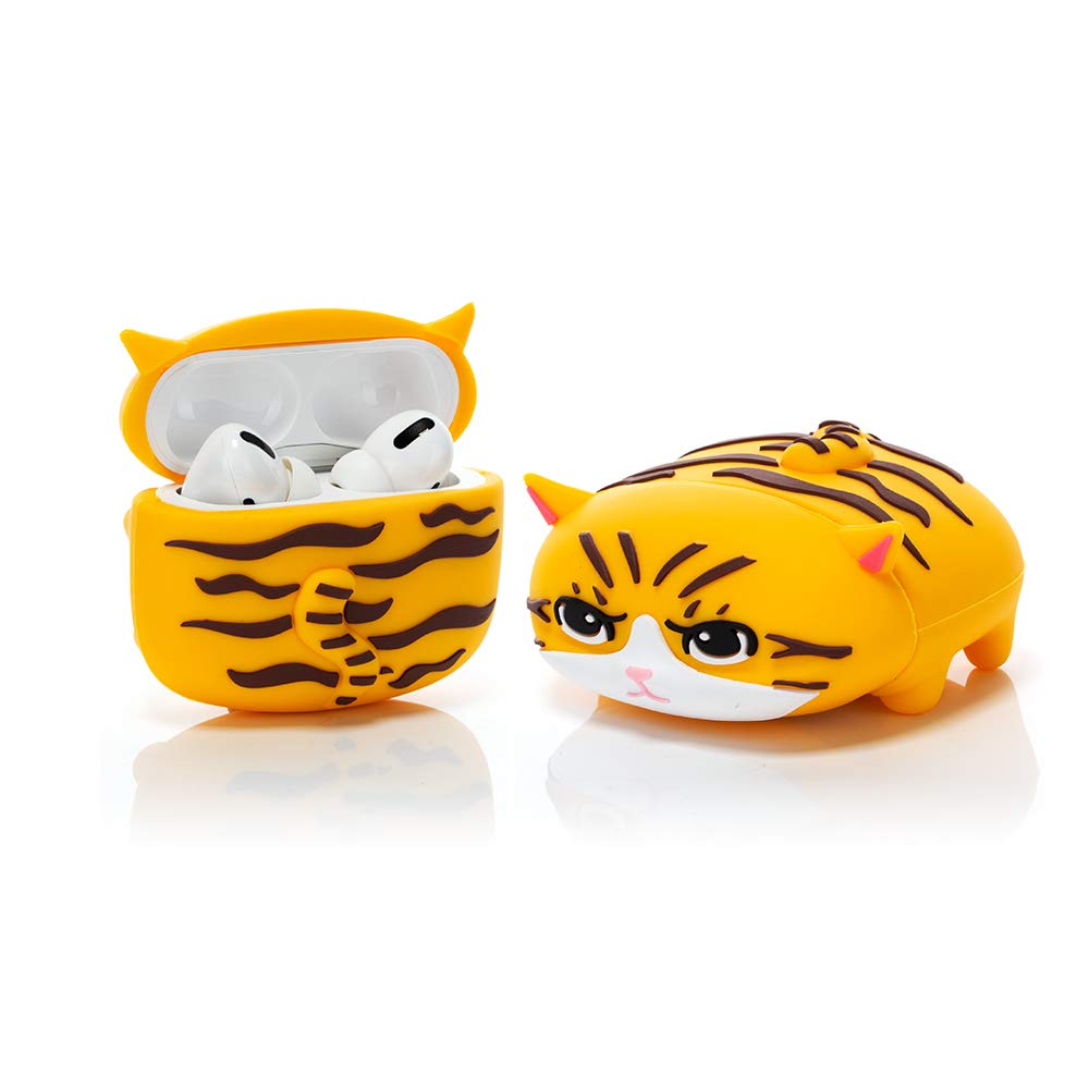 Silicone Case Compatible with Apple Airpods Pro& Pro 2 Funny Cute Cover [PAPA Animal Pet Design](Cat Yellow)