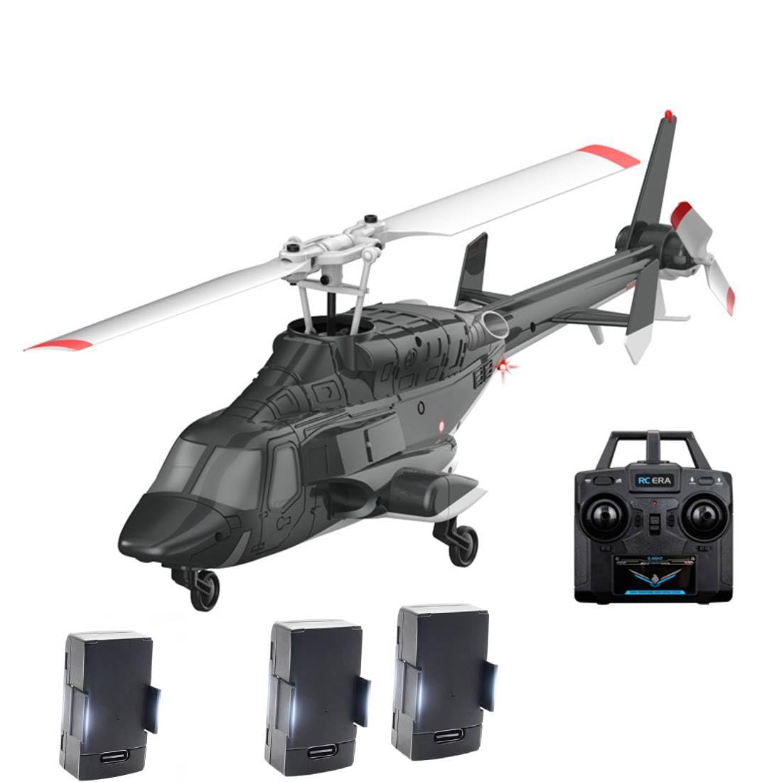 A61 Ferngesteuerter Hubschrauber, 1:52 4CH Flybarless Militär Helikopter mit Optical Flow & Altitude Hold, 2.4G Gyro Stabilized Flugzeug 6G/3D Stunt Copter für Weihnachts Erwachsene