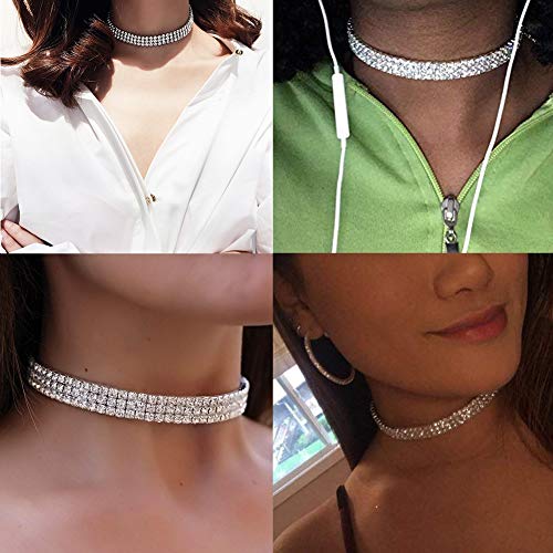 Layered Chain Necklace Shark Tooth Design Tassel White Rhinestone Choker Necklaces for Women Fashion3