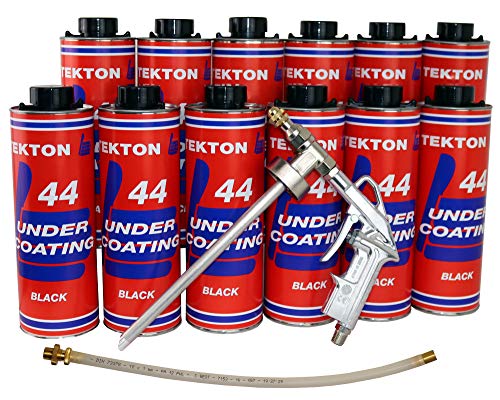 Tekton44 Undercoating for Cars and Trucks, Black Sprayable Undercoating Kit (12 Liter Cans + 1 Spray Gun + 1 Spray Wand)