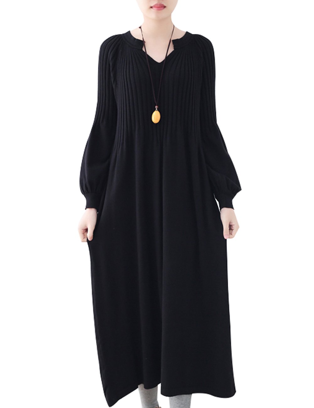 Youlee Donna Inverno Autunno Lana Maglione Vestito Abiti Lunghi a Manica lungaa