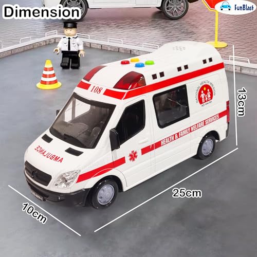 Image of FunBlast Ambulance Toy for Kids with Light & Siren Sound Effects - Pull Back Friction Power Ambulance Vehicle Toy for Kids,Boys,Girls (Multicolor)