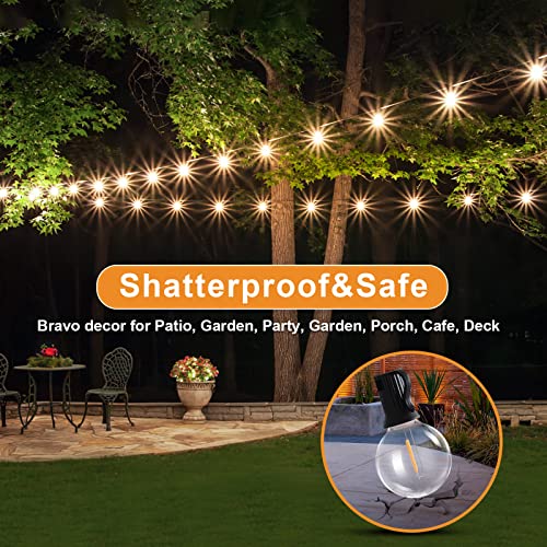 Ibbibabo Outdoor Led G40 String Lights, 100Ft（50Ft×2）Globe Lights For Patio With 52 Shatterproof Bulbs, Ul Listed 2700K String Lights Waterproof, Dimmable Linkable Outside Lights For Porch Garden Cafe #TOP1