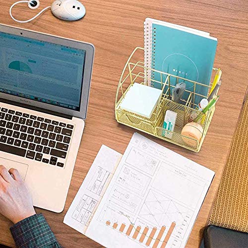 Goldener Mesh-Desktop-Organizer für Frauen, aktualisierter süßer Goldener Büro-Schreibtisch-Organizer, Stiftehalter für Zuhause, Büro, Schule, Stifte