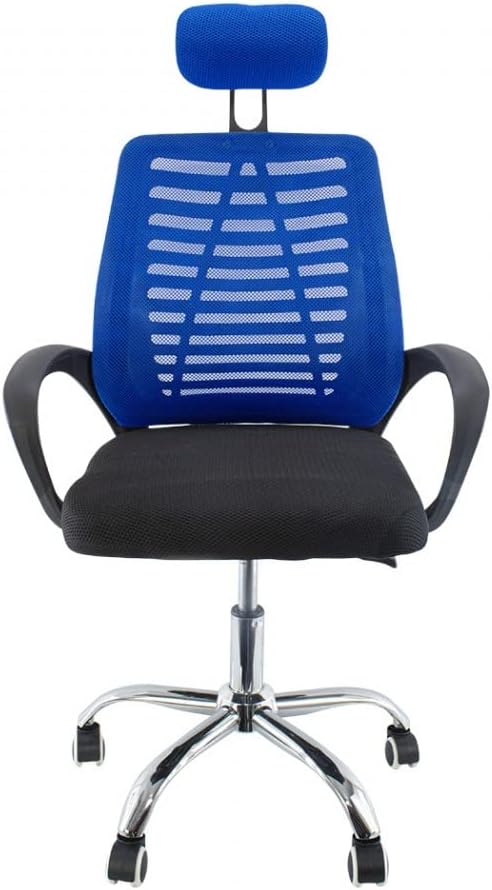 Mediawave Store - Silla de oficina OFFIX3 Mod. TOKYO con reposacabezas y brazos, sillón para escritorio, oficina, silla con respaldo ergonómico, altura regulable (azul)