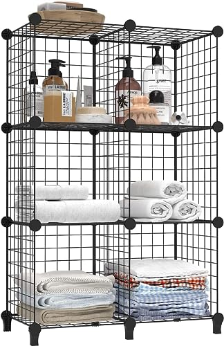 HOMIDEC 6 Cube Wire Storage Shelves, Multifunctional DIY Wire Fence Wardrobe Closet Cabinet Bookcase Bookshelf Perfect for Office/Livingroom/kitchen/Bathroom