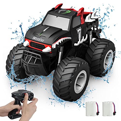Voiture Télécommandée 1/16 4WD 2,4 GHz RC Voiture Haute Vitesse 20km/h 2 Piles Camion Monstre Tout Terrain Chenille Voiture ÉtancheTout-Terrain Buggy Jouet de Passe Temps pour Adultes et Enfants