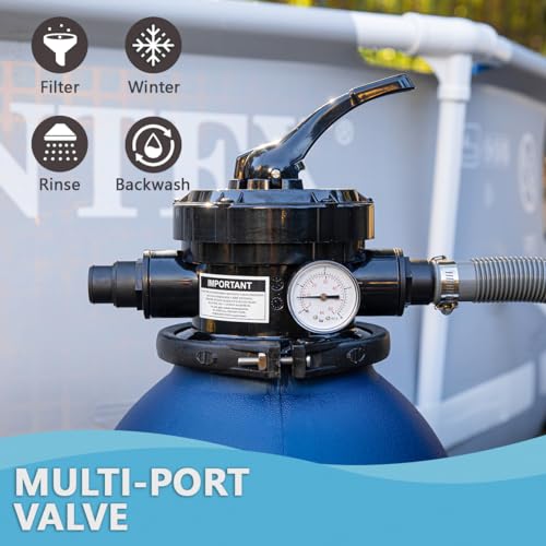 Image of XtremepowerUS 13 inch Sand Filter Pump System for Above Ground Swimming Pool Self-Priming Pool Pump Multi-Port Valve, Strainer Basket 2,400 GPH, Up to 10,000 Gallons w /Adapter Set