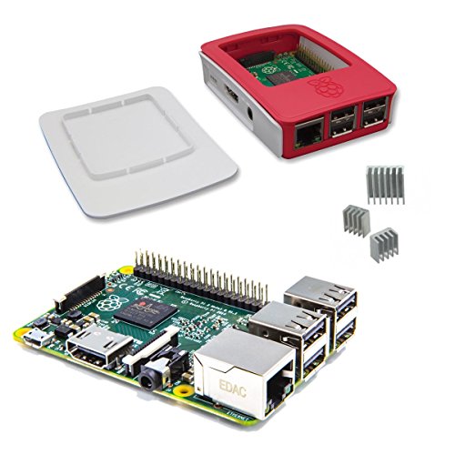 2 con il caso ufficiale per il 2 Modello B + e con dissipatore rosso bianco