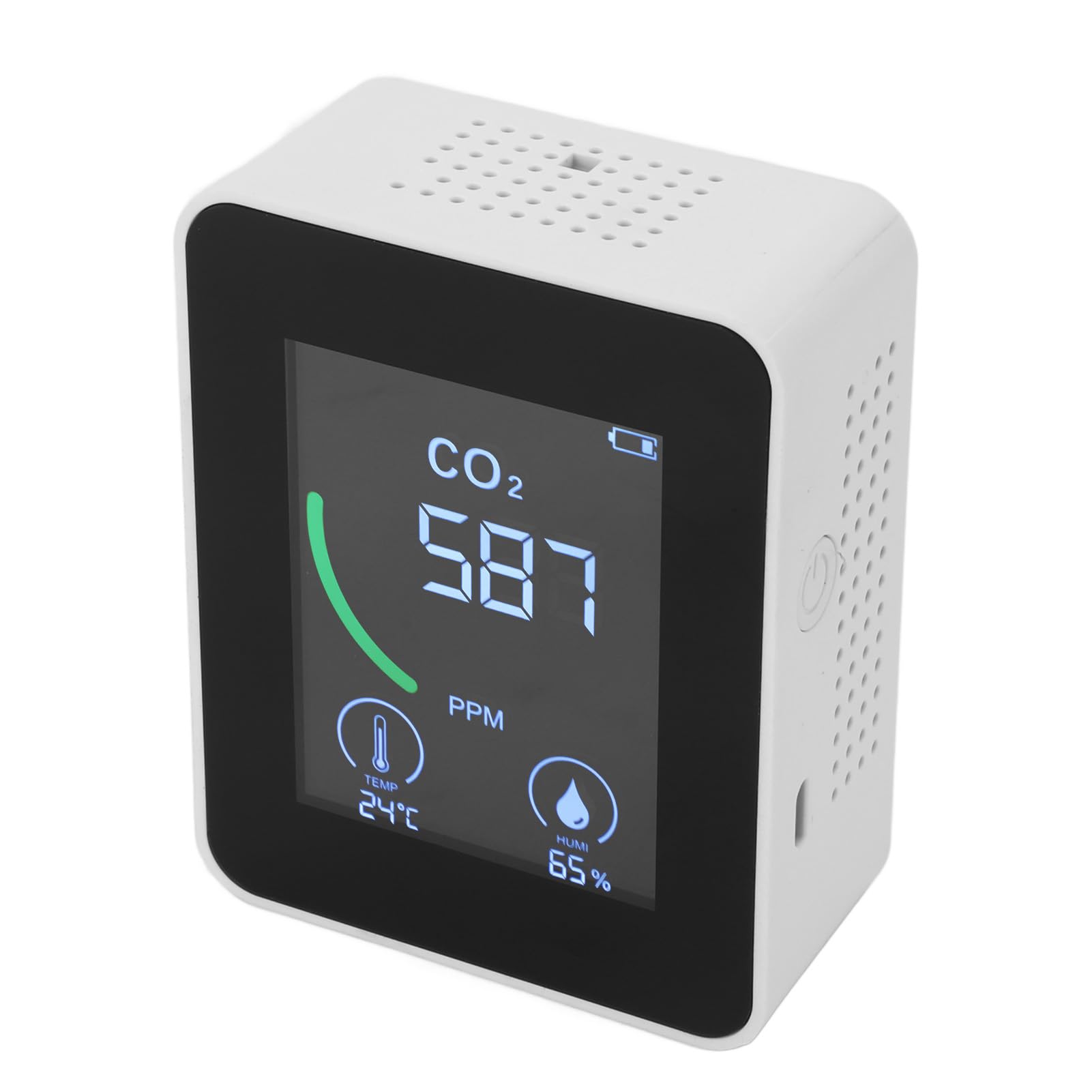 Changor Medidor de Calidad del Aire, Monitor Compacto NDIR CO2, Probador de Temperatura y Humedad para el Hogar, Oficina, Coche, Escuela ABS