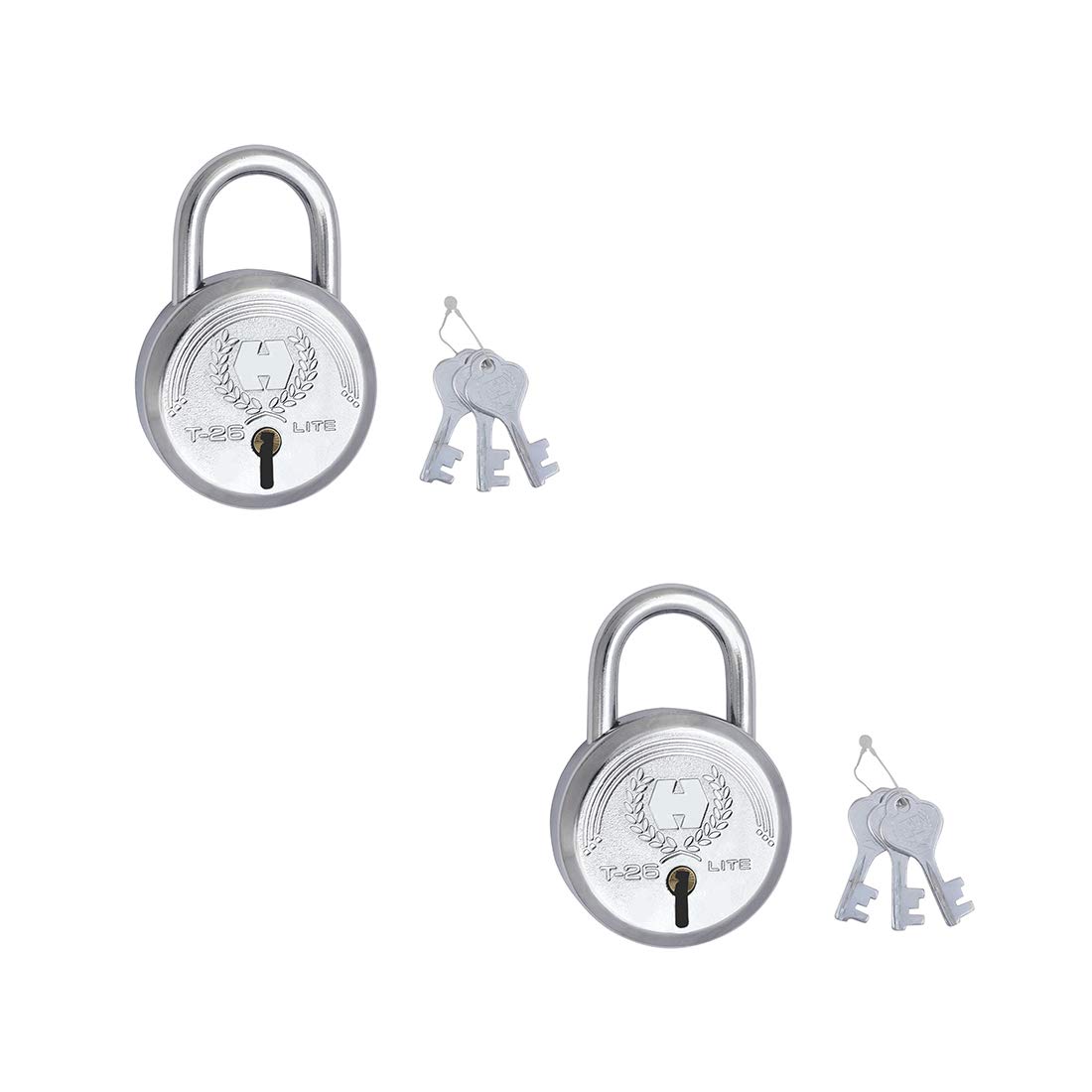 Harrison T-26 LITE/BCP-0532_PK 2 Steel 5 Levers Padlock with 3 Keys (Pack of 2), Silver-image-37